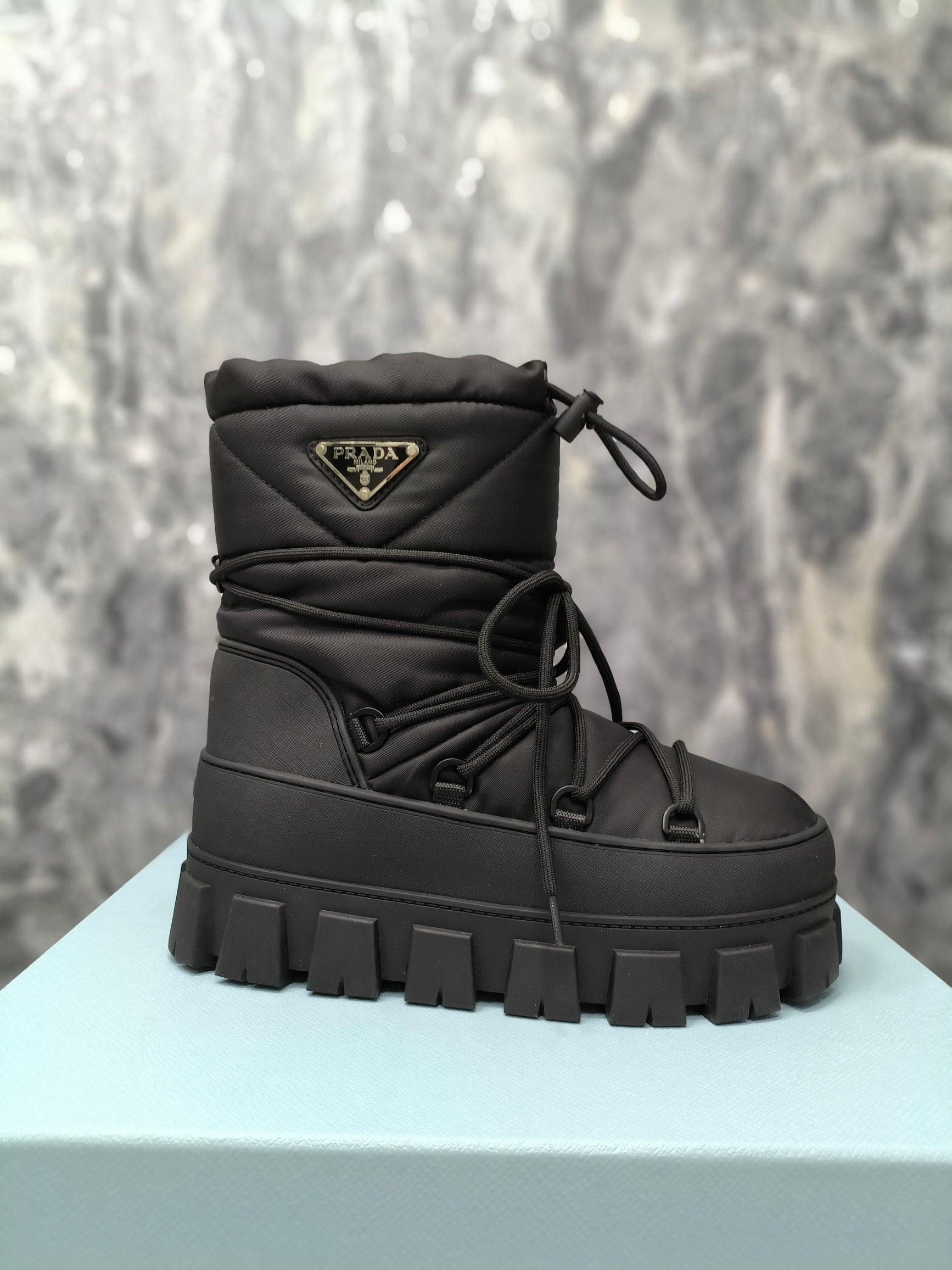 PRADA RE-NYLON GABARDINE APRÈS SKI BOOTIES BLACK
