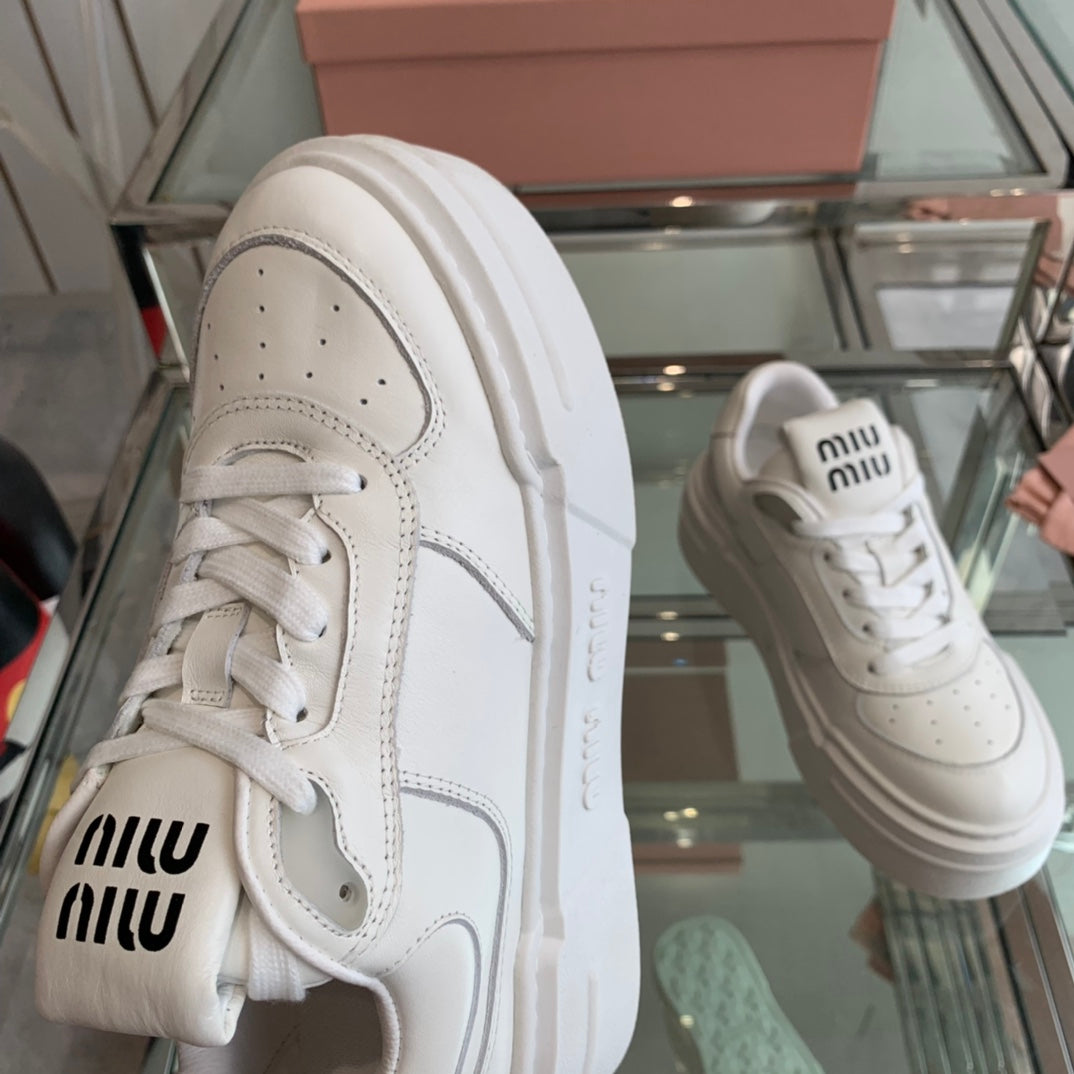 Sneakers Thick-soled White Cowhide