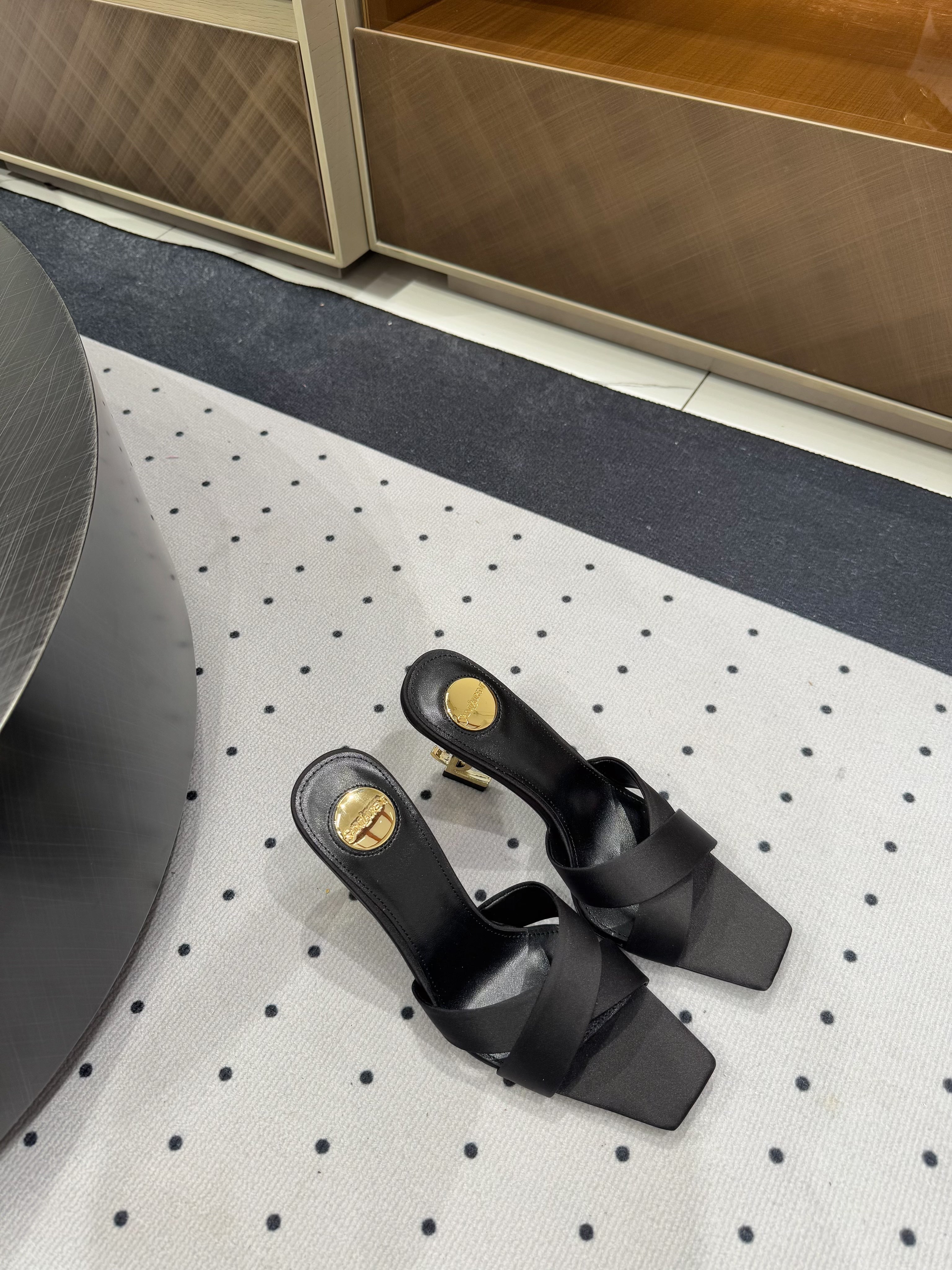 OPYUM HIGH MULES IN BLACK SILK