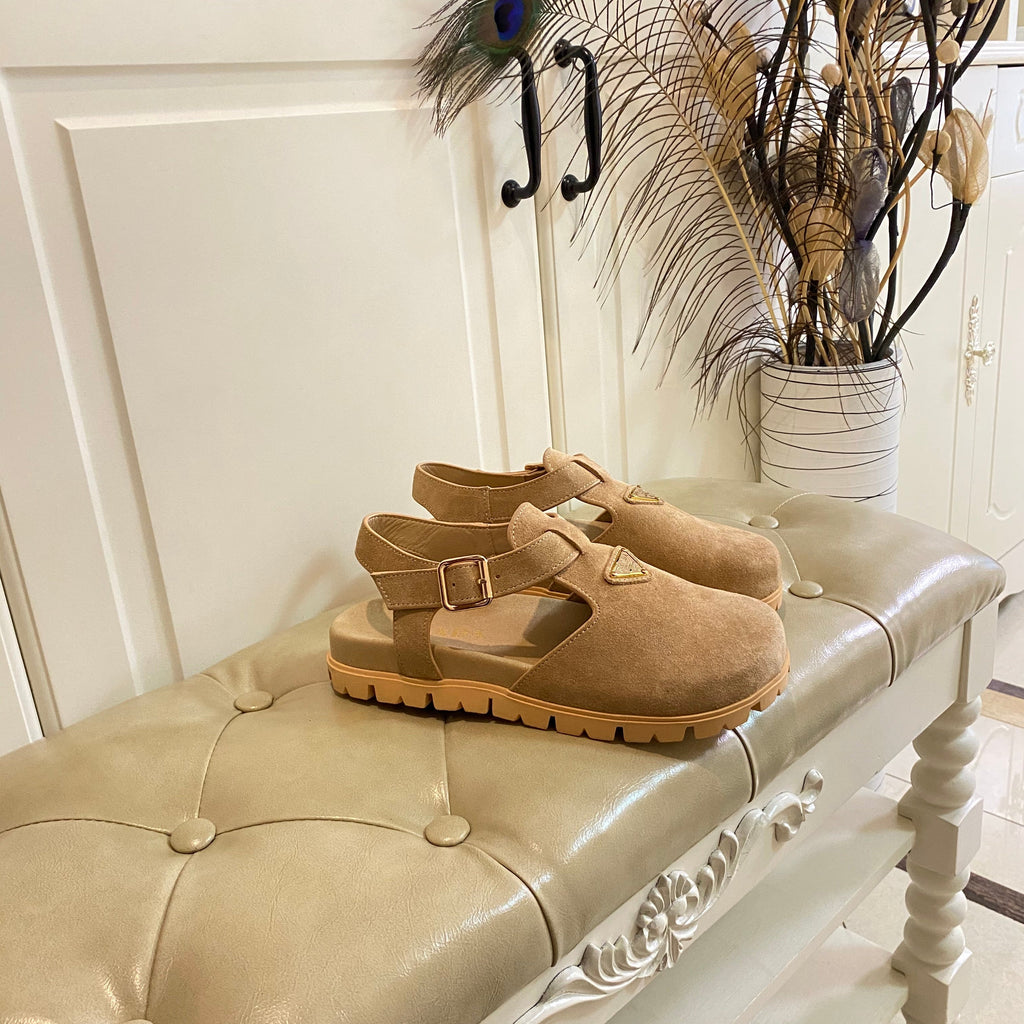 PRADA RUBBER SOLE SANLS IN RK BEIGE SUEDE