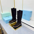 PRADA 25S HIGH BOOTS MARTIN 50MM IN RK BROWN SUEDE WITH LOGO