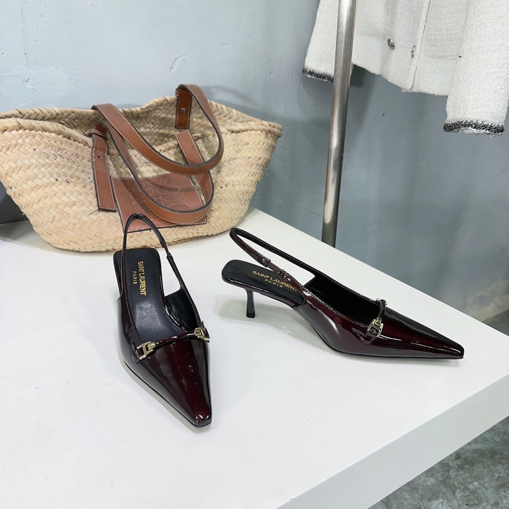SL CARINE SLINGBACKS PUMP 60 WINE CALFSKIN