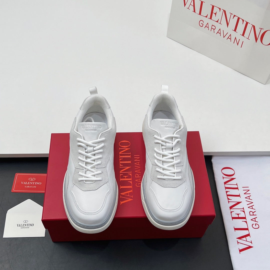 VALENTINO 25S RUNBOOT SNEAKERS IN WHITE SUEDE AND LAMBSKIN