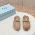 PRADA SABOTS MULES LIGHT BROWN SUEDE