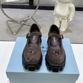 PRADA 25S PLATFORM MARY JANE SHOES IN RK BROWN SUEDE