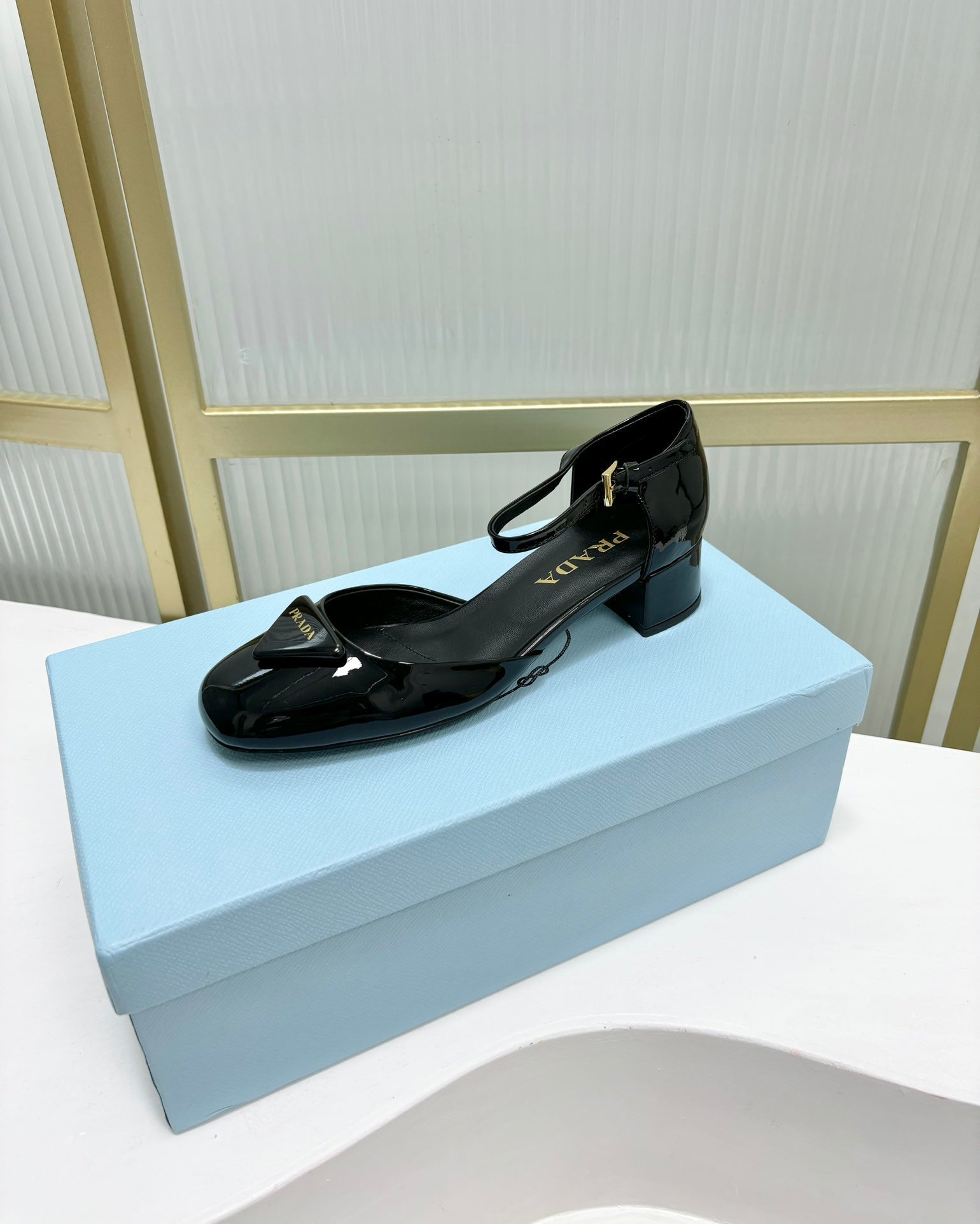 PRADA MARY JANE PUMPS BLACK CALFSKIN
