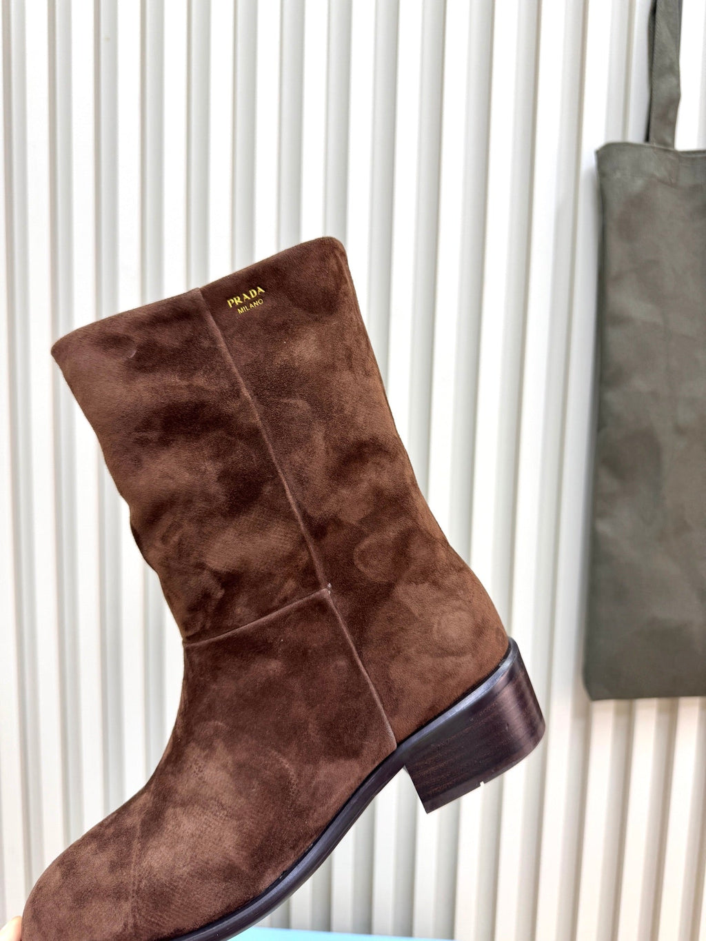 PRADA 25S LOW-CUT BOOTS IN RK BROWN SUEDE
