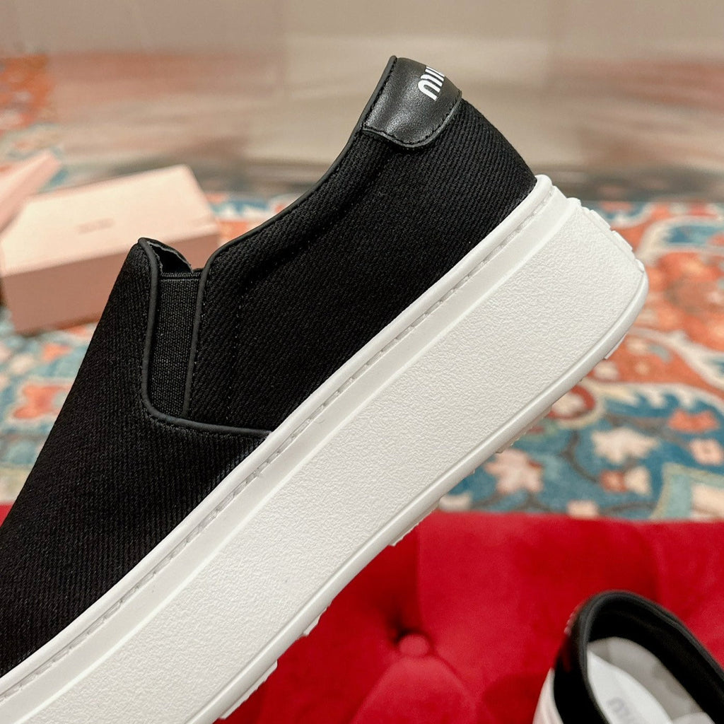 Slip-on Shoes High Sole Black Canvas