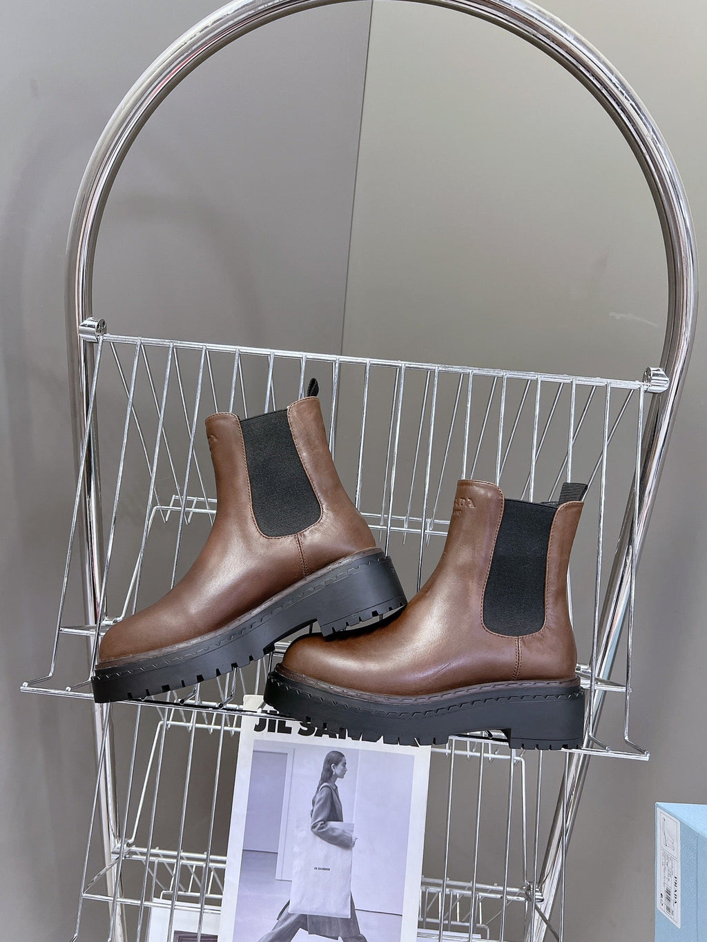 PRADA CHELSEA BOOTS CHOCOLATE CALFSKIN