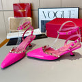 ROCKSTUD CAGED SLINGBACKS 5 CM IN DEEP PINK CALFSKIN